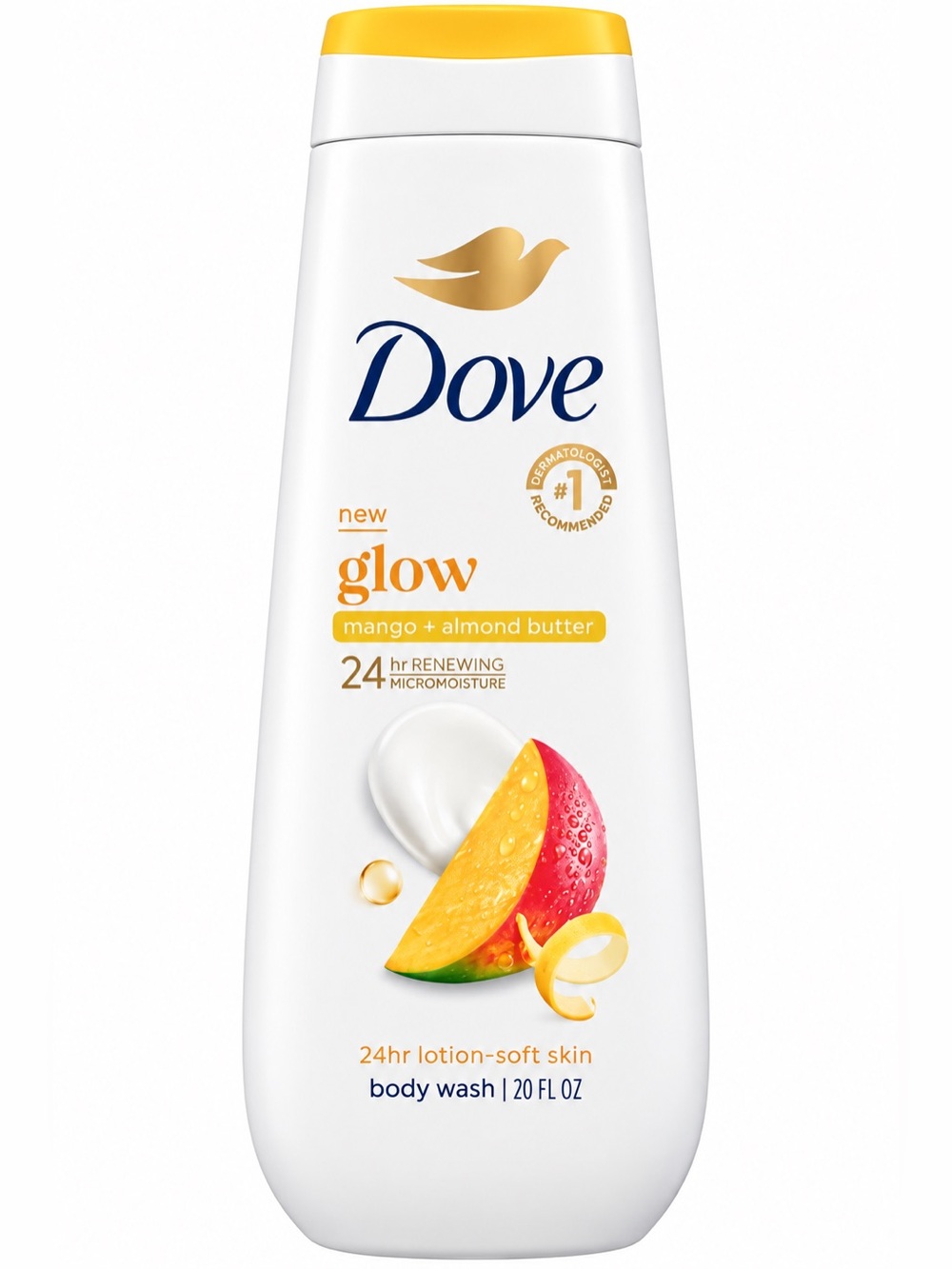 Dove Glow Mango + Almond Butter Body Wash - White & Yellow